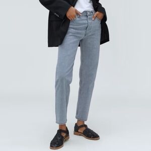 Everlane The Relaxed Straight Jean Gray Button Fly Organic Cotton Size 28 Long